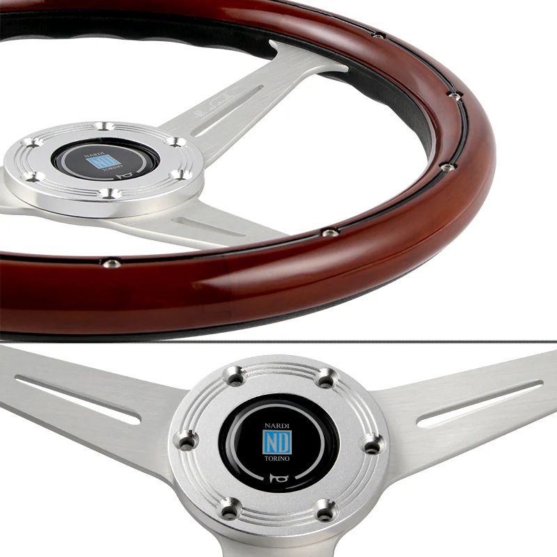 NEW NARDI CLASSIC 350MM STEERING WHEEL MAHOGANY WOOD with POLISHED SPOKE G Style - Image 7