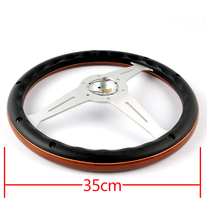 NEW NARDI CLASSIC 350MM STEERING WHEEL MAHOGANY WOOD with POLISHED SPOKE H Style - Image 2