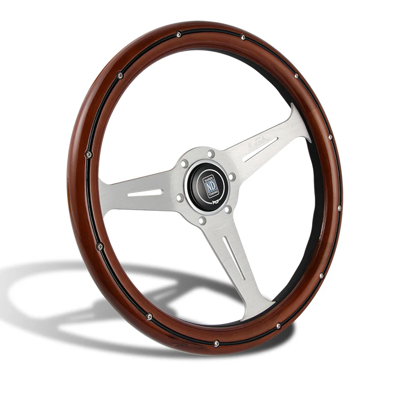NEW NARDI CLASSIC 350MM STEERING WHEEL MAHOGANY WOOD with POLISHED SPOKE H Style - Image 5
