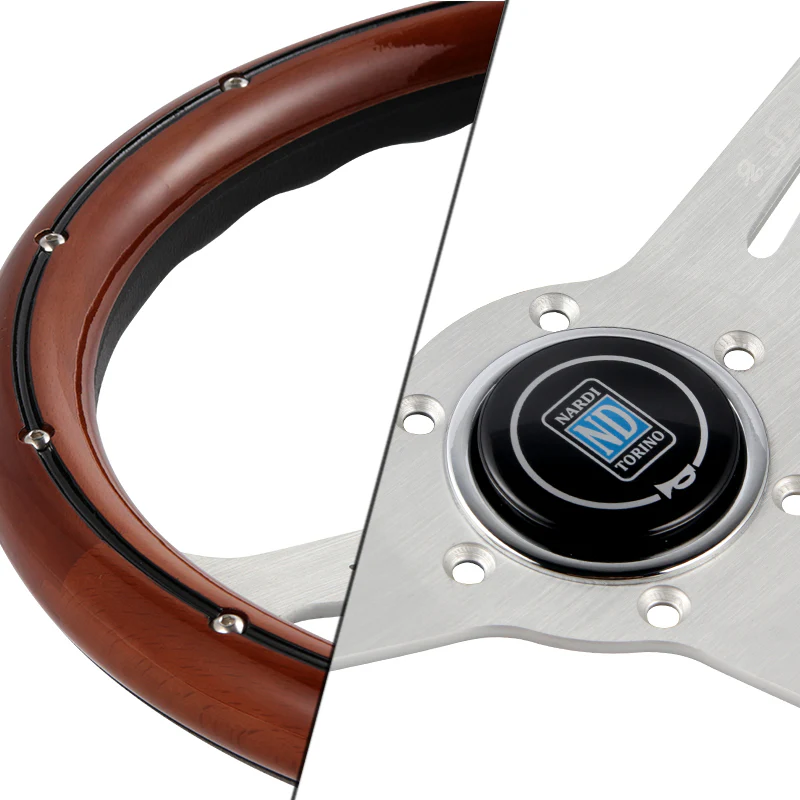 NEW NARDI CLASSIC 350MM STEERING WHEEL MAHOGANY WOOD with POLISHED SPOKE H Style - Image 7