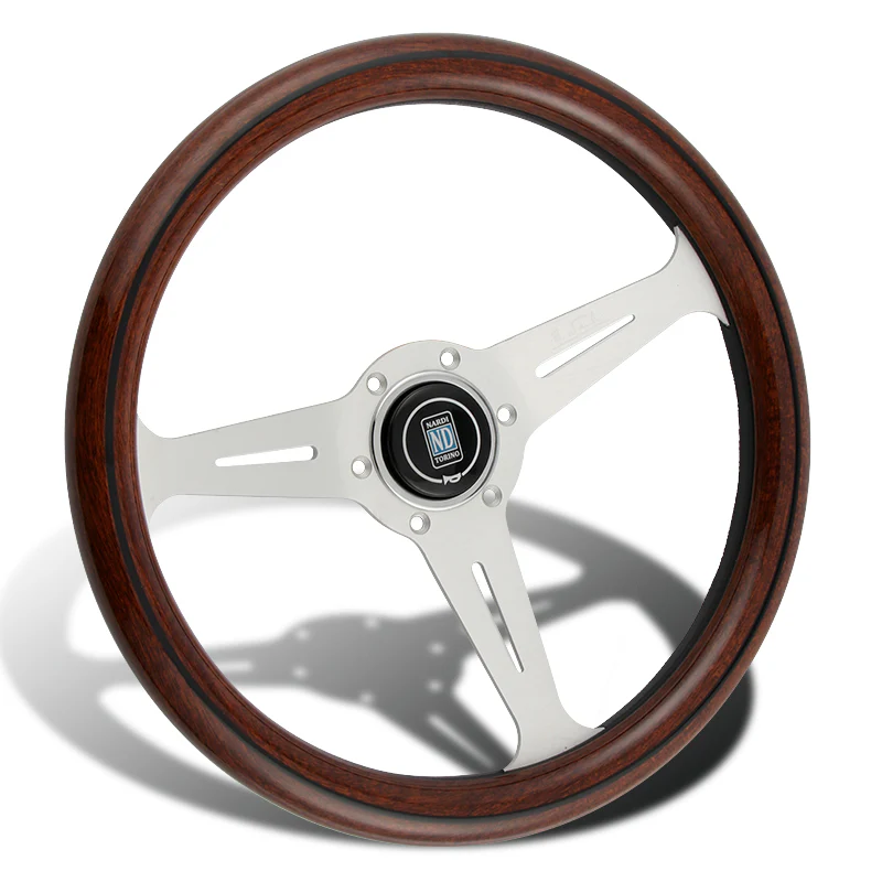 NEW NARDI CLASSIC 350MM STEERING WHEEL MAHOGANY WOOD with POLISHED SPOKE L Style - Image 5