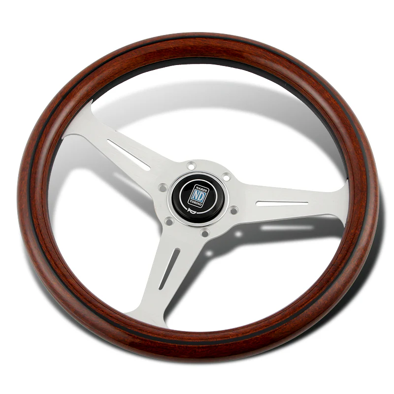 NEW NARDI CLASSIC 350MM STEERING WHEEL MAHOGANY WOOD with POLISHED SPOKE L Style - Image 7