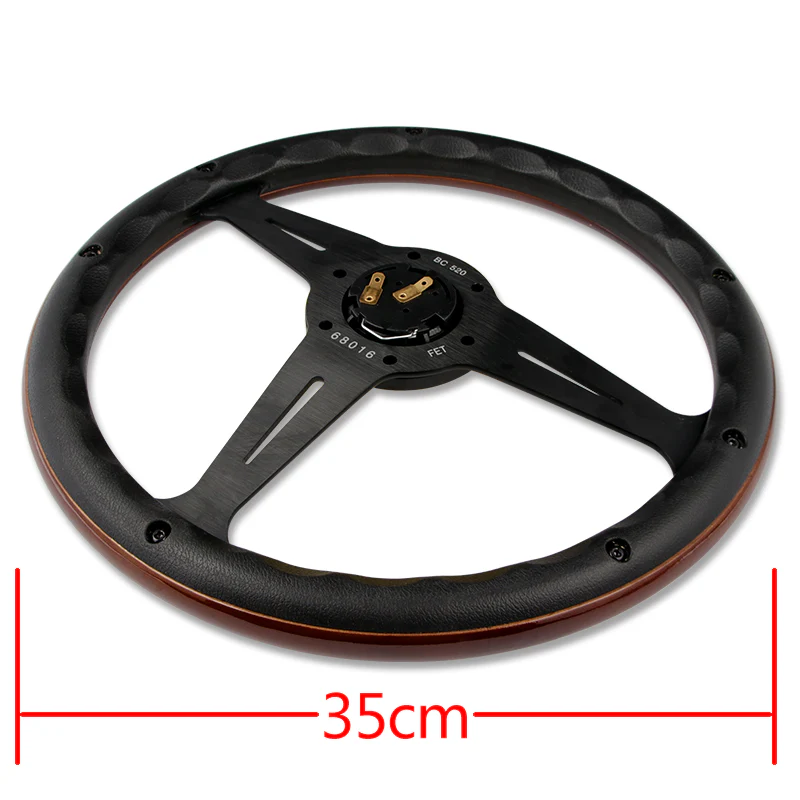 NEW NARDI CLASSIC 350MM STEERING WHEEL MAHOGANY WOOD with BLACK SPOKE M Style - Image 2