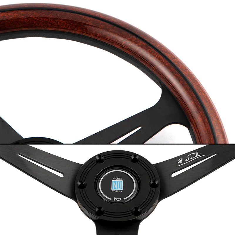 NEW NARDI CLASSIC 350MM STEERING WHEEL MAHOGANY WOOD with BLACK SPOKE M Style - Image 7