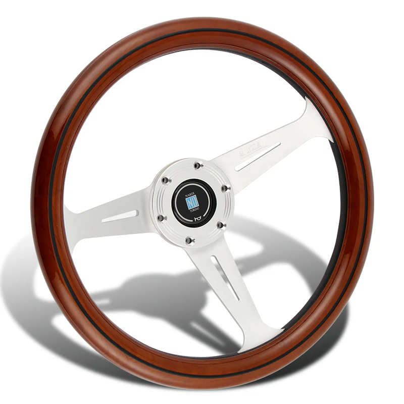 NEW NARDI CLASSIC 350MM STEERING WHEEL MAHOGANY WOOD with POLISHED SPOKE O Style - Image 4