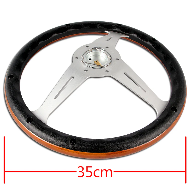 NEW NARDI CLASSIC 350MM STEERING WHEEL MAHOGANY WOOD with POLISHED SPOKE P Style - Image 2