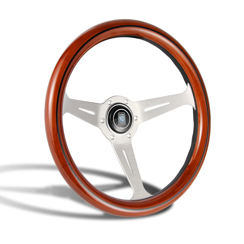 NEW NARDI CLASSIC 350MM STEERING WHEEL MAHOGANY WOOD with POLISHED SPOKE P Style - Image 5