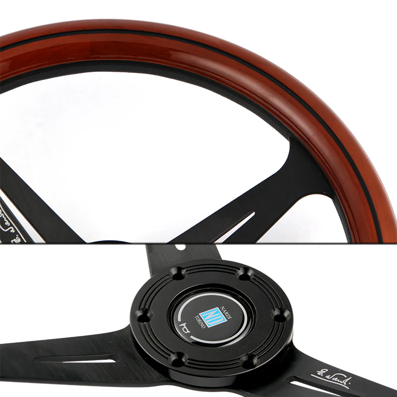 NEW NARDI CLASSIC 350MM STEERING WHEEL MAHOGANY WOOD with BLACK SPOKE Q Style - Image 5