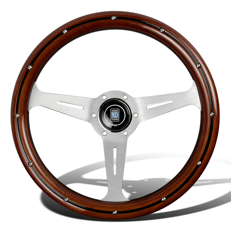 NEW NARDI CLASSIC 350MM STEERING WHEEL MAHOGANY WOOD with POLISHED SPOKE T Style - Image 4