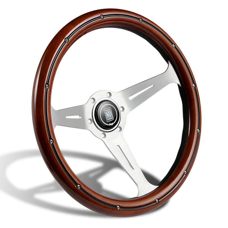 NEW NARDI CLASSIC 350MM STEERING WHEEL MAHOGANY WOOD with POLISHED SPOKE T Style - Image 5