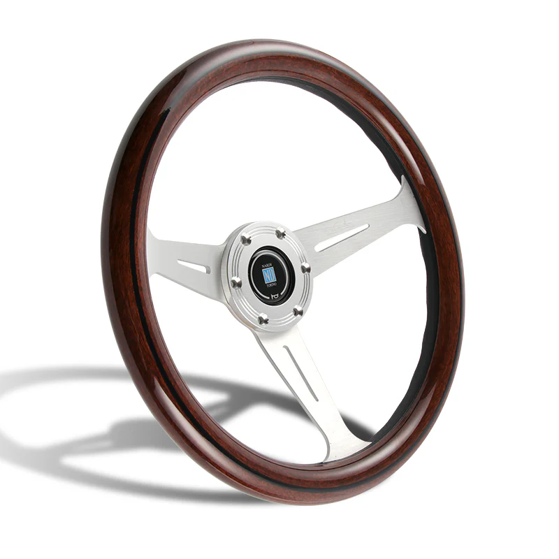 NEW NARDI CLASSIC 350MM STEERING WHEEL MAHOGANY WOOD with POLISHED SPOKE W Style - Image 4