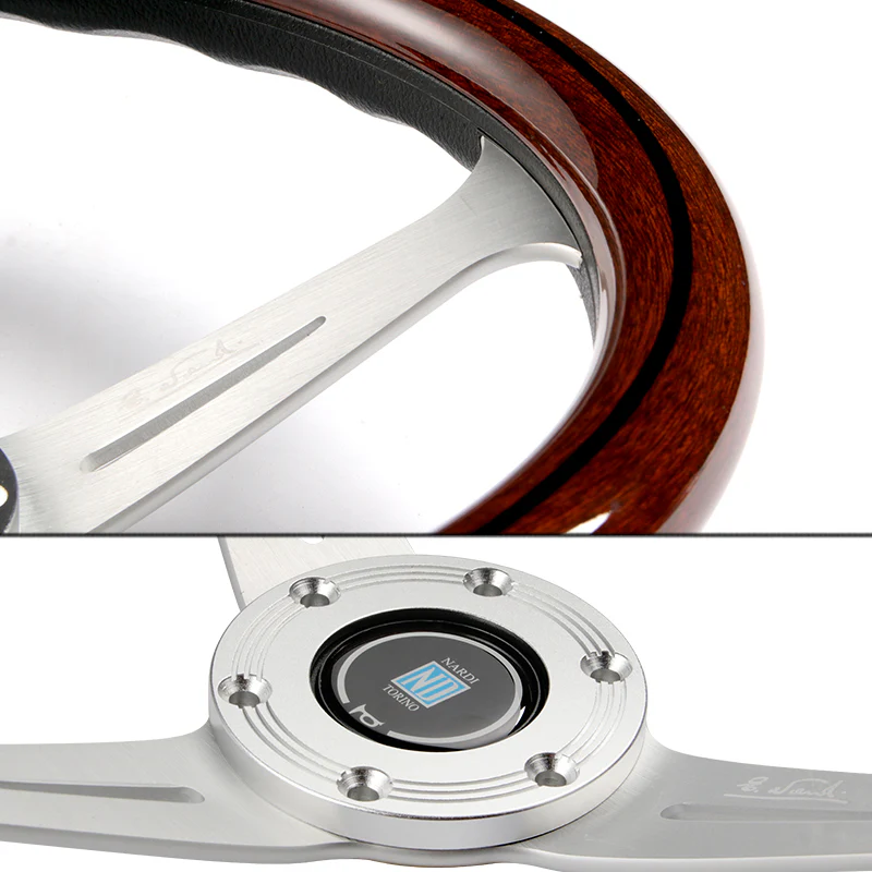 NEW NARDI CLASSIC 350MM STEERING WHEEL MAHOGANY WOOD with POLISHED SPOKE W Style - Image 7