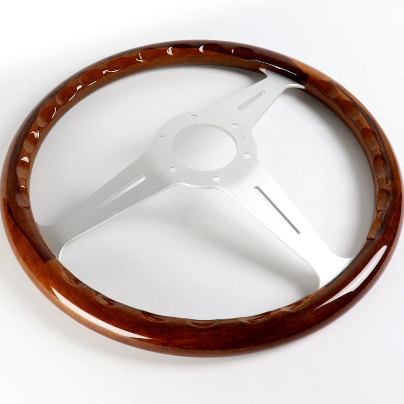 NEW NARDI CLASSIC 350MM STEERING WHEEL MAHOGANY WOOD with POLISHED SPOKE WA Style - Image 2