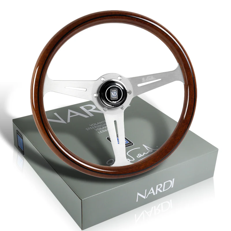 NEW NARDI CLASSIC 350MM STEERING WHEEL MAHOGANY WOOD with POLISHED SPOKE WA Style - Image 4