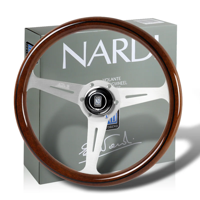 NEW NARDI CLASSIC 350MM STEERING WHEEL MAHOGANY WOOD with POLISHED SPOKE WA Style - Image 5