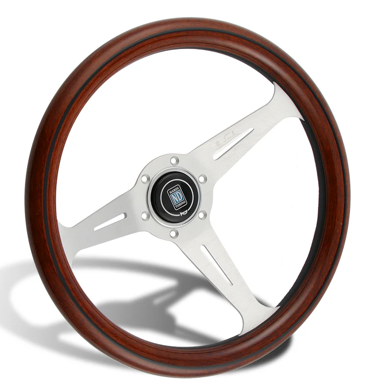 NEW NARDI CLASSIC 350MM STEERING WHEEL MAHOGANY WOOD with POLISHED SPOKE X Style - Image 4