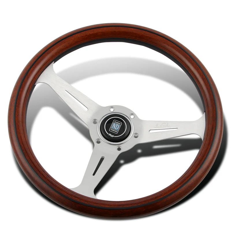 NEW NARDI CLASSIC 350MM STEERING WHEEL MAHOGANY WOOD with POLISHED SPOKE X Style - Image 5