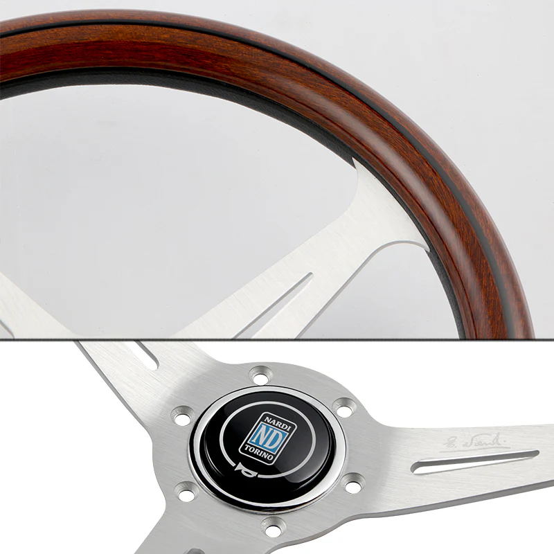 NEW NARDI CLASSIC 350MM STEERING WHEEL MAHOGANY WOOD with POLISHED SPOKE X Style - Image 7
