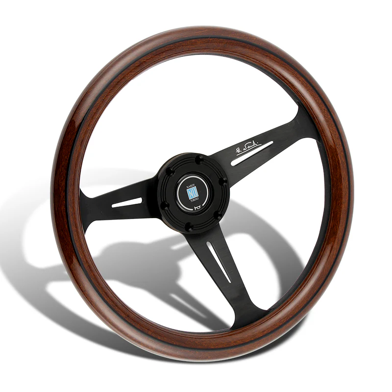 NEW NARDI CLASSIC 350MM STEERING WHEEL MAHOGANY WOOD with BLACK SPOKE Y Style - Image 4