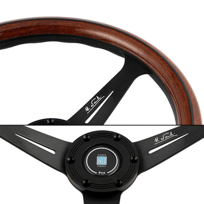NEW NARDI CLASSIC 350MM STEERING WHEEL MAHOGANY WOOD with BLACK SPOKE Y Style - Image 7
