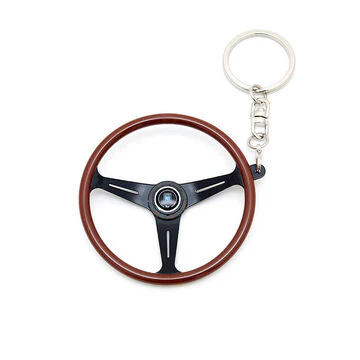 New NARDI ND Keychain Keyring Classic Steering Wheel Wood Black Spokes - Image 3