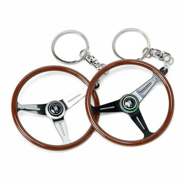 New NARDI ND Keychain Keyring Classic Steering Wheel Wood Silver Spokes - Image 2