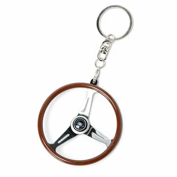 New NARDI ND Keychain Keyring Classic Steering Wheel Wood Silver Spokes - Image 3