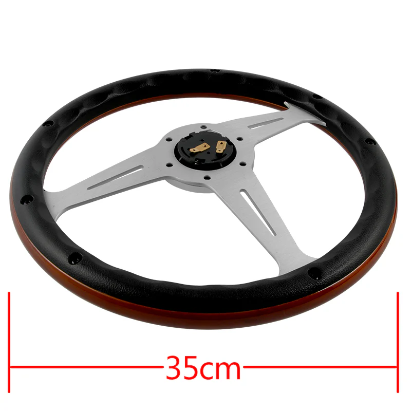 NEW NARDI CLASSIC 350MM STEERING WHEEL MAHOGANY WOOD with POLISHED SPOKE C Style - Image 2