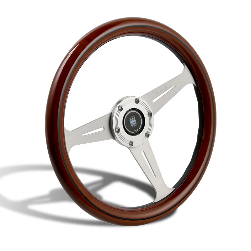 NEW NARDI CLASSIC 350MM STEERING WHEEL MAHOGANY WOOD with POLISHED SPOKE C Style - Image 5