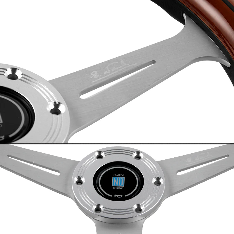 NEW NARDI CLASSIC 350MM STEERING WHEEL MAHOGANY WOOD with POLISHED SPOKE C Style - Image 7