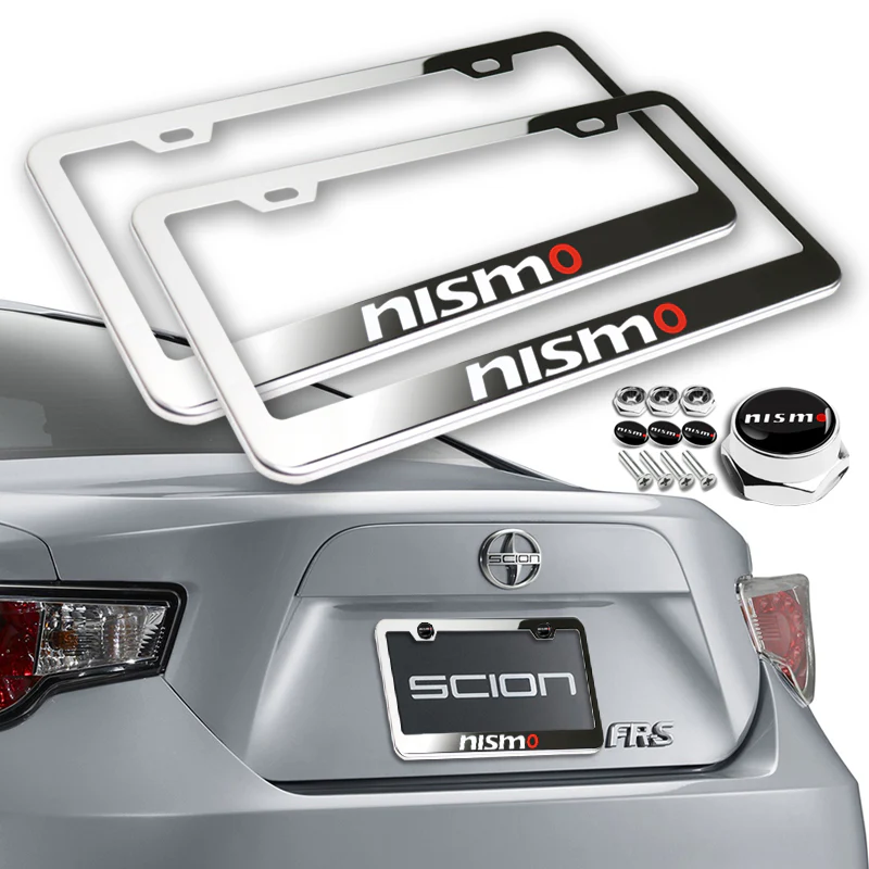 Nissan Nismo 2 pcs Stainless Steel License Plate Frame with Caps Bolt Screw Set - Image 4