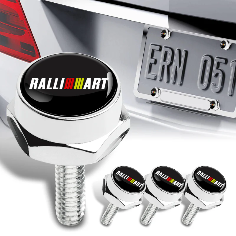 New Ralliart 2 pcs Stainless Steel License Plate Frame with Caps Bolt Screw Set - Image 6