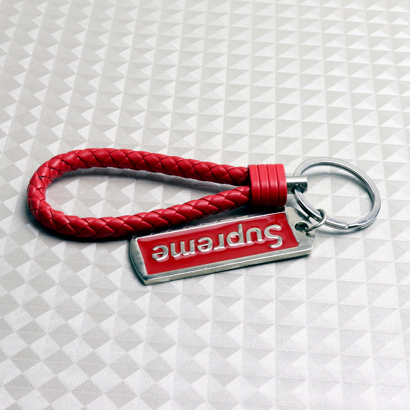 NEW Red Supreme3M Metal Pendant with Calf Leather Keychain Key Ring Tag Gift Deco x1 - Image 7