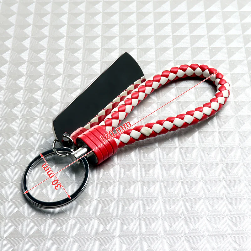 NEW Red & White Supreme3M Metal Pendant Tag with Calf Leather Keychain Key Ring 1PCS - Image 5