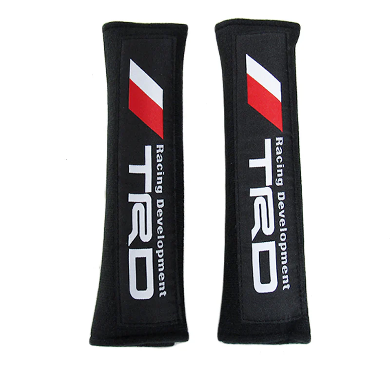 Toyota TRD New Set of Carbon Fiber Look Embroidered Armrest Cushion & Soft Touch Cotton Material Seat Belt Covers - Image 8