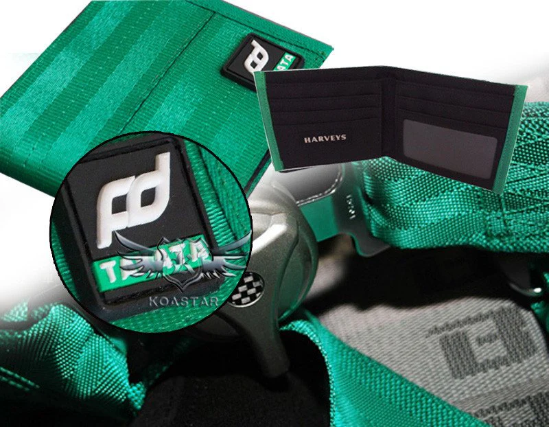 New Takata FD Men Women Wallet Card Money Cash Holder Drift JDM Drift Harness with Harveys Logo X1 Green - Image 3