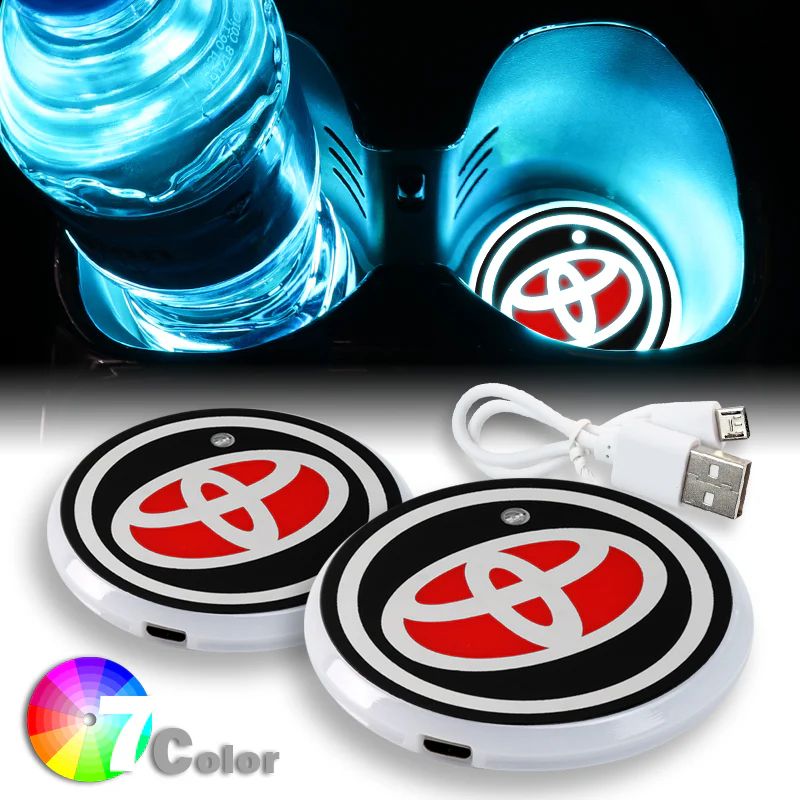 New Toyota Car Center Console Armrest Cushion Mat Pad Cover Stitched Embroidery Logo with LED Cup Coaster Set - Image 3