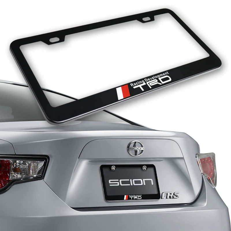 New TRD 2 pcs Black Stainless Steel License Plate Frame with Caps Bolt Screw Set - Image 7