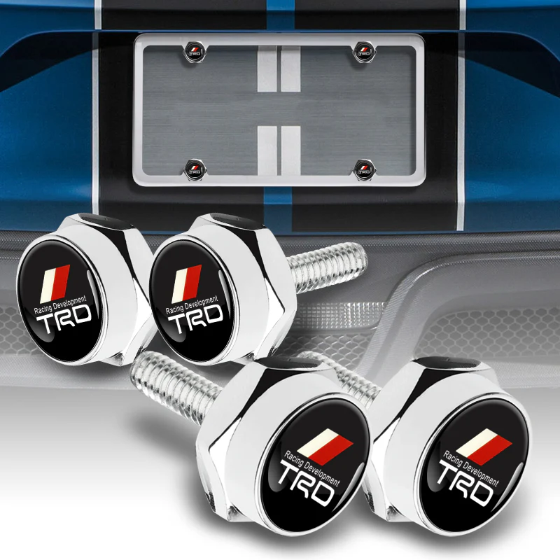New TRD 2 pcs Stainless Steel License Plate Frame with Caps Bolt Screw Set - Image 3