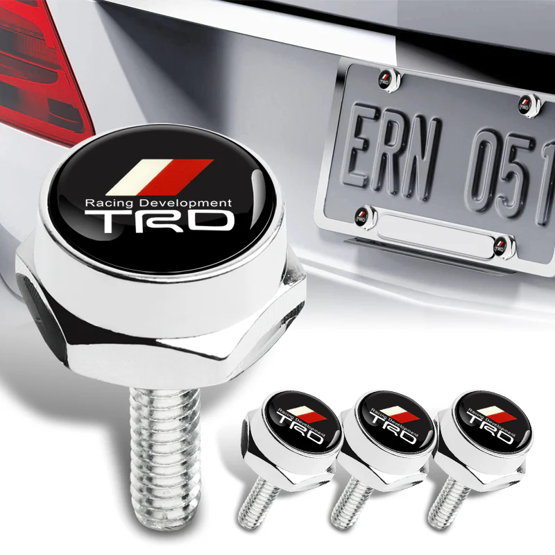 New TRD 2 pcs Stainless Steel License Plate Frame with Caps Bolt Screw Set - Image 5