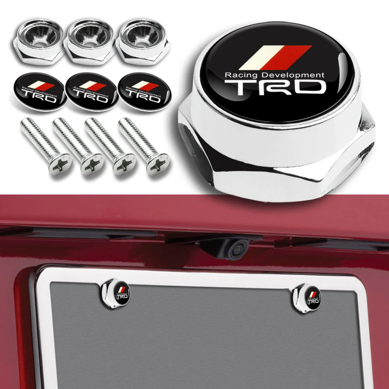 New TRD 2 pcs Stainless Steel License Plate Frame with Caps Bolt Screw Set - Image 8