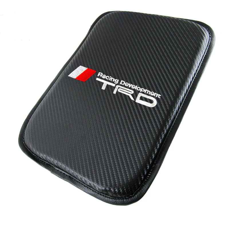 New TRD Toyota Car Center Console Armrest Cushion Mat Pad Cover Stitched Embroidery Logo with LED Cup Coaster Set - Image 2