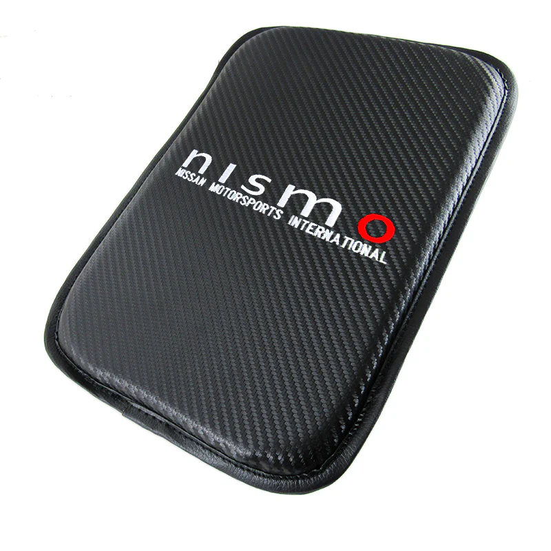 NISMO Embroidered Armrest Cushion with Seat Belt Cover Set Carbon Fiber Look Center Console Cover Pad Mat - Image 2