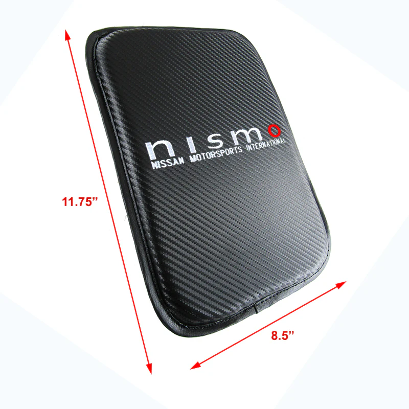NISMO Embroidered Armrest Cushion with Seat Belt Cover Set Carbon Fiber Look Center Console Cover Pad Mat - Image 4