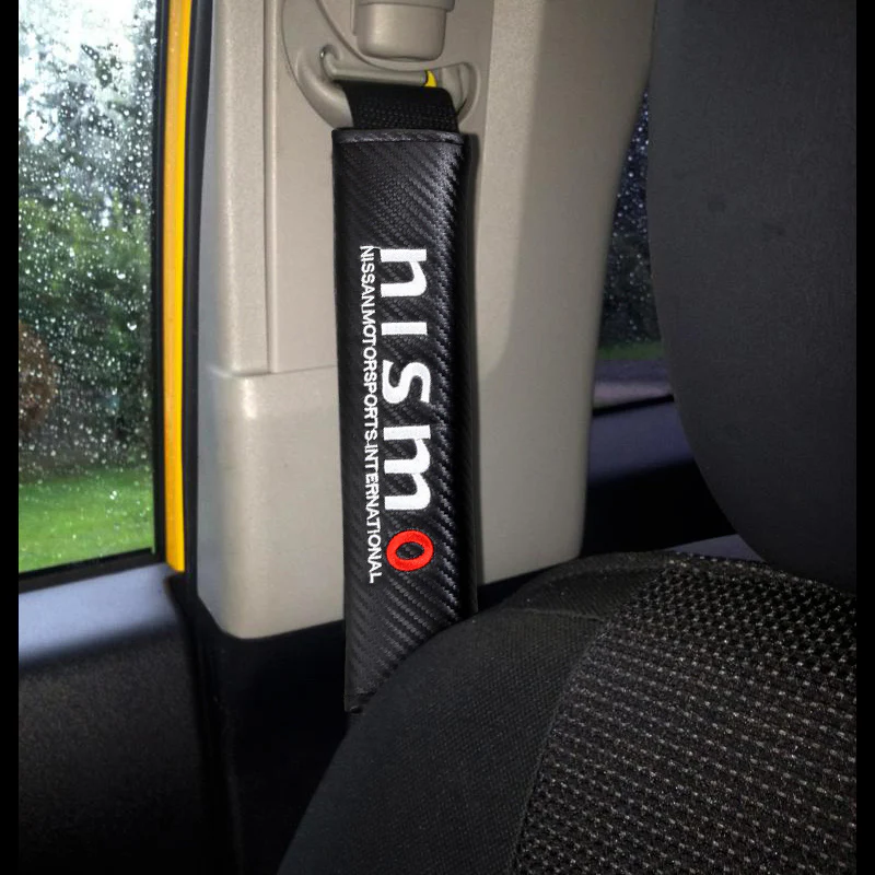 NISMO Embroidered Armrest Cushion with Seat Belt Cover Set Carbon Fiber Look Center Console Cover Pad Mat - Image 5