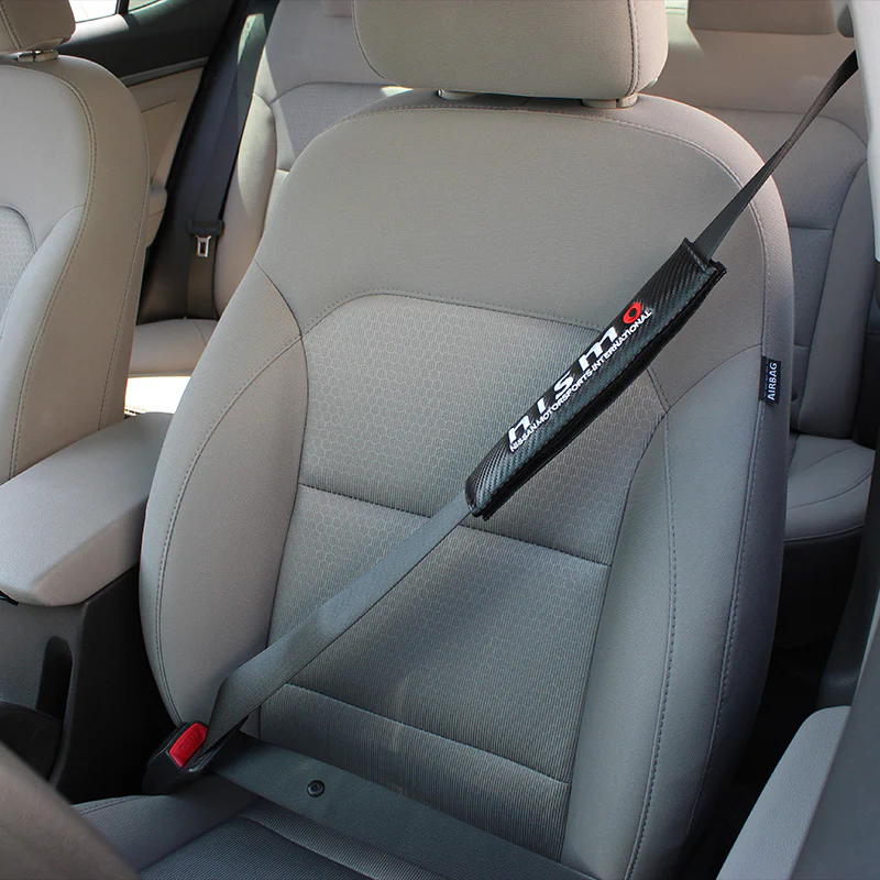 NISMO Embroidered Armrest Cushion with Seat Belt Cover Set Carbon Fiber Look Center Console Cover Pad Mat - Image 6