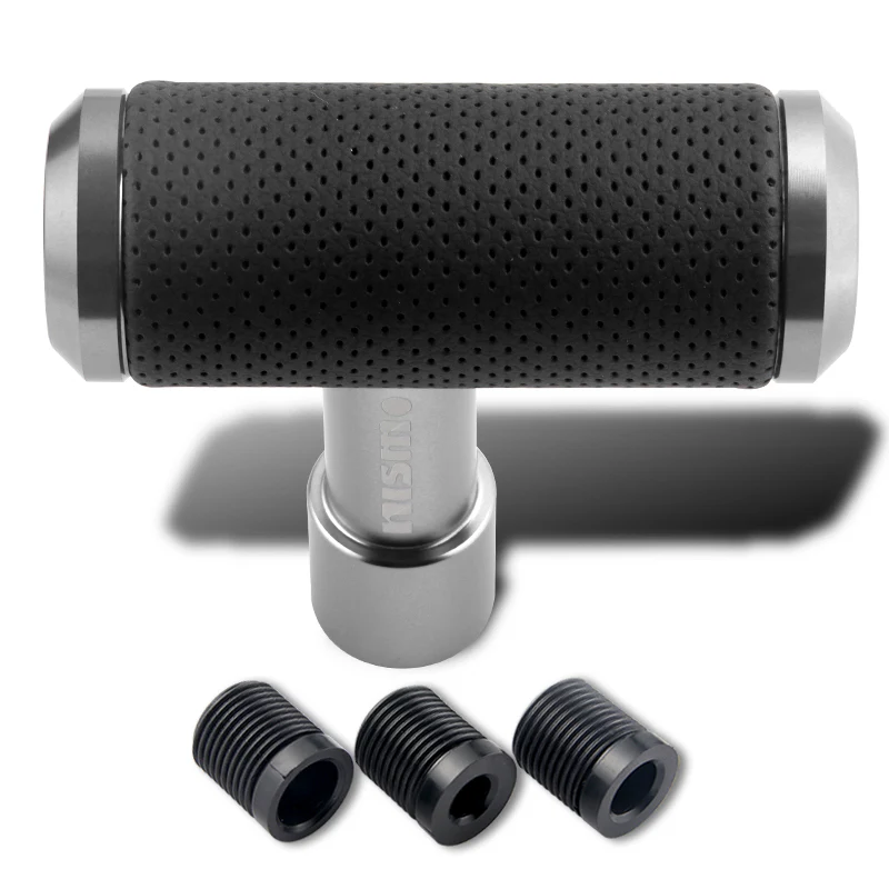 NISMO Leather Car Shift Knob Aircraft Joystick Transmission Racing Gear Silver - Image 2
