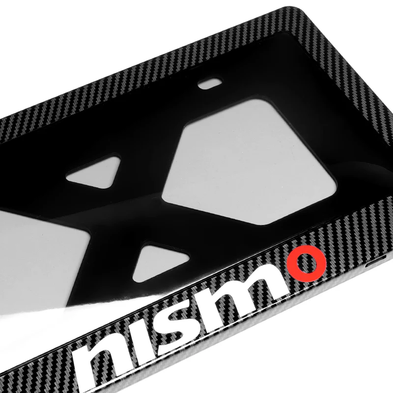 NISMO NISSAN Carbon Look License Plate Cover Protector Shield Frame + Bracket - Image 2