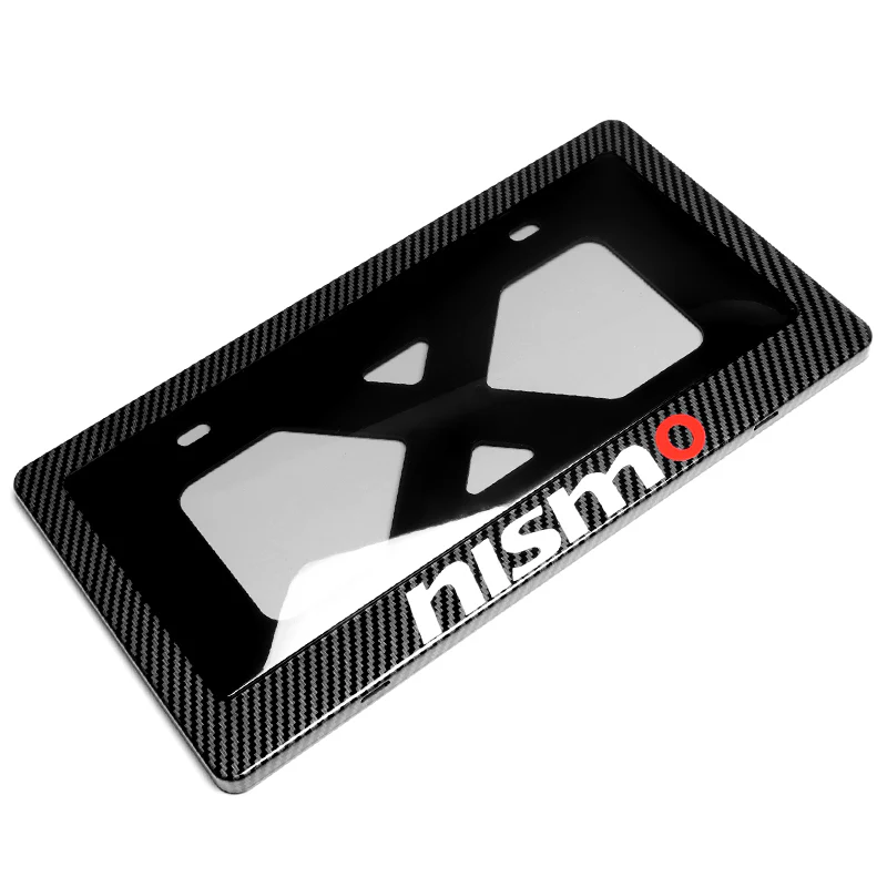 NISMO NISSAN Carbon Look License Plate Cover Protector Shield Frame + Bracket - Image 6