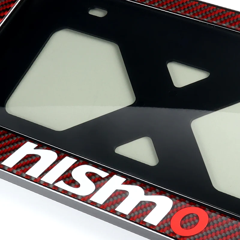 NISMO Nissan Real Carbon Fiber License Plate Cover Protector Red Shield Frame with Bracket - Image 5